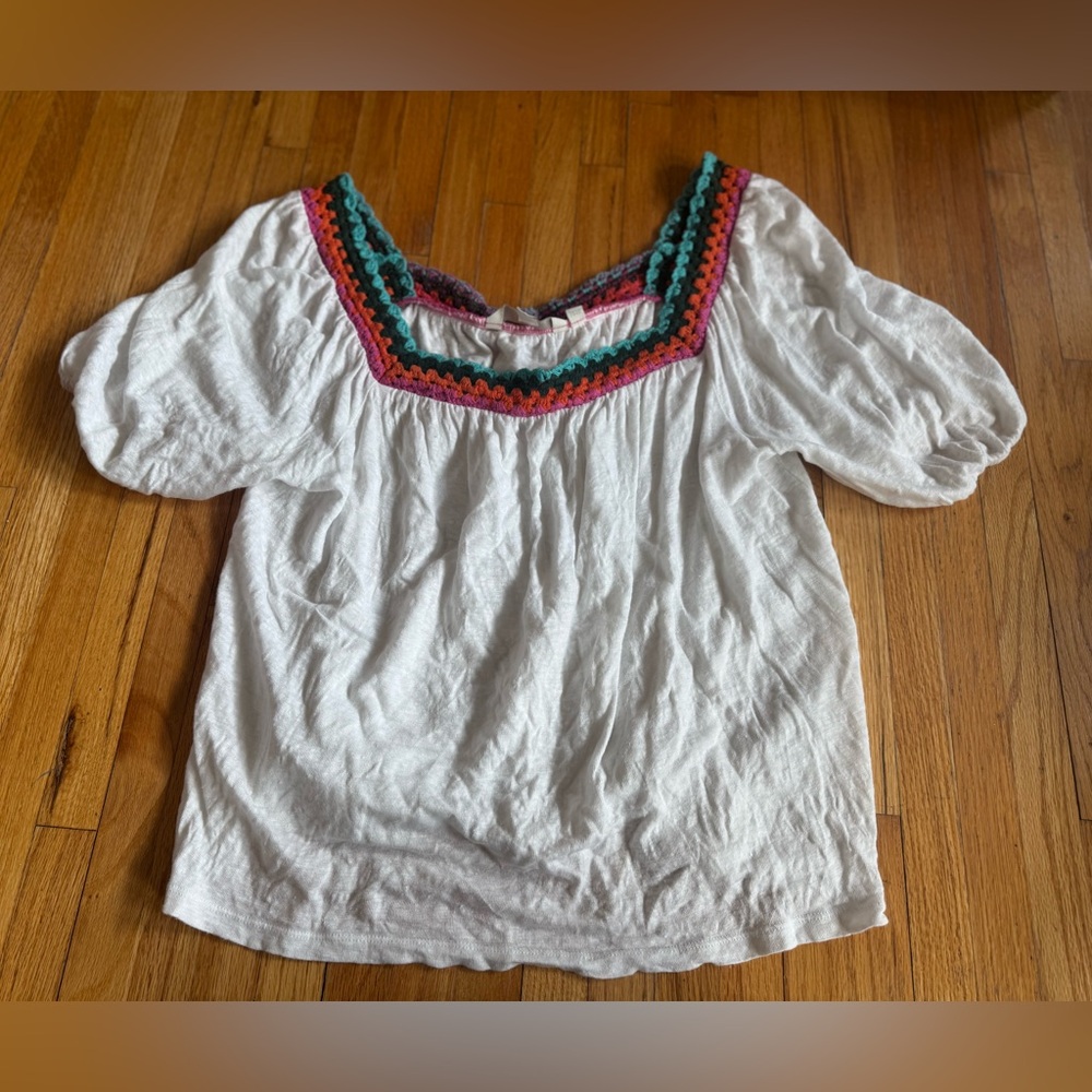 Boden Women's White Crochet Trim Top